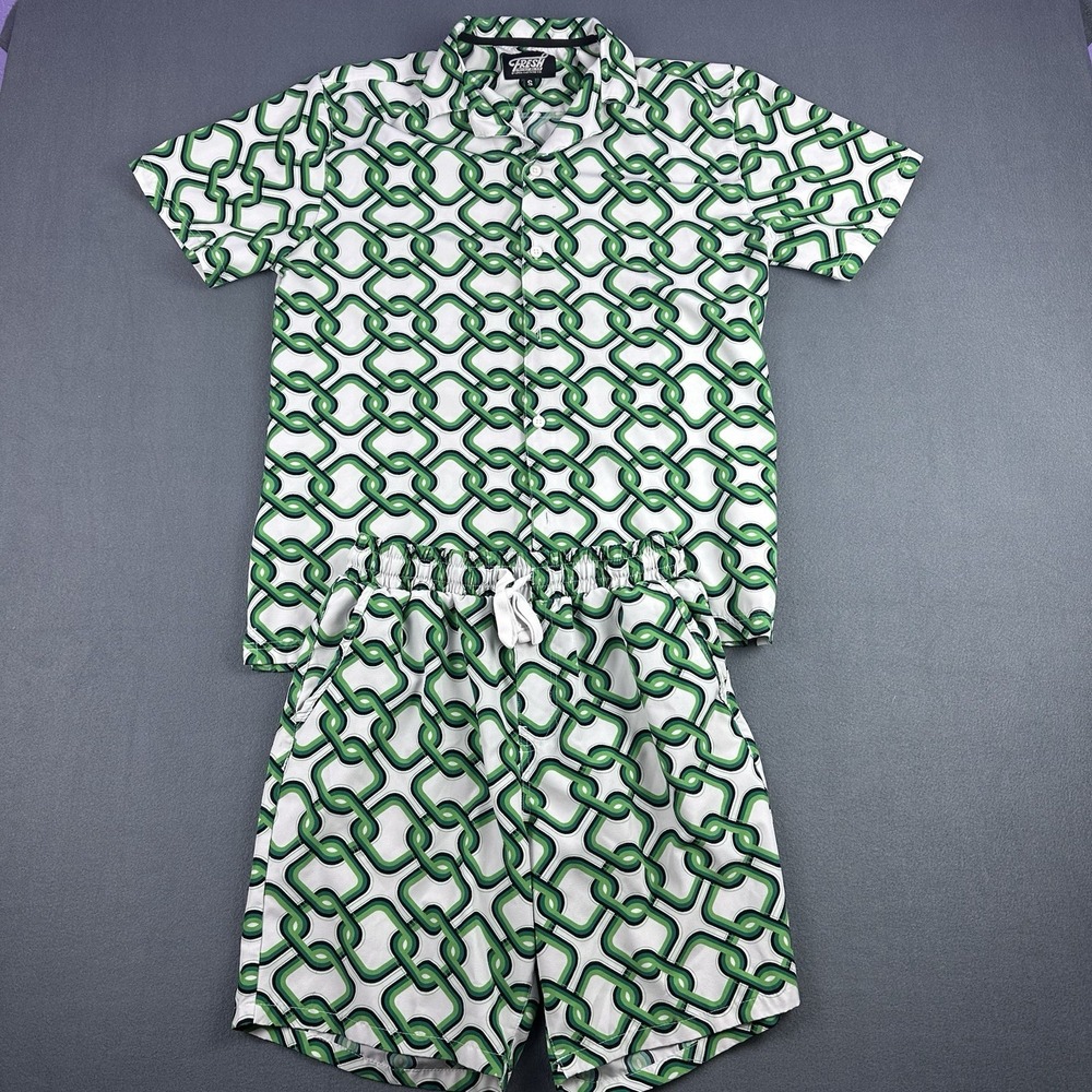 Fresh Prints Of Bell Air 2pc Shorts Set Men's  Sm Green Retro Geometric